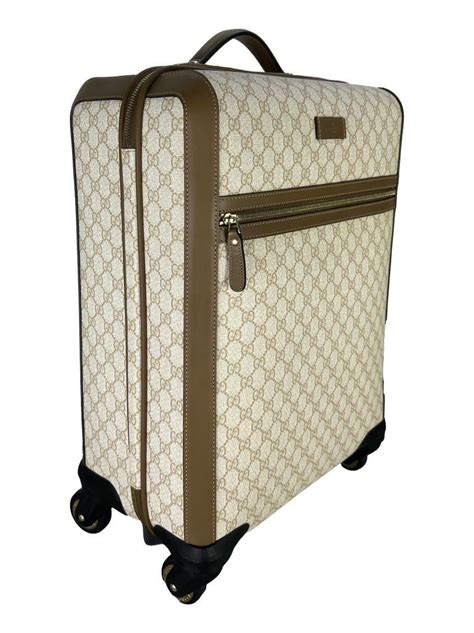 GUCCI GG Supreme Monogram Four Wheel Carry On Suitcase 